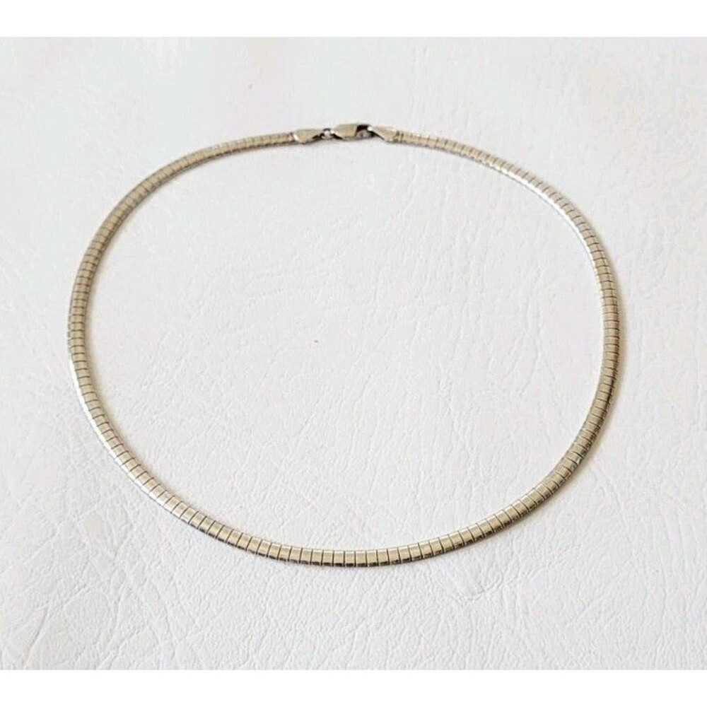 Sterling Silver Vintage Italian Semi Circle Omega Chain Necklace 16" 19.73g
